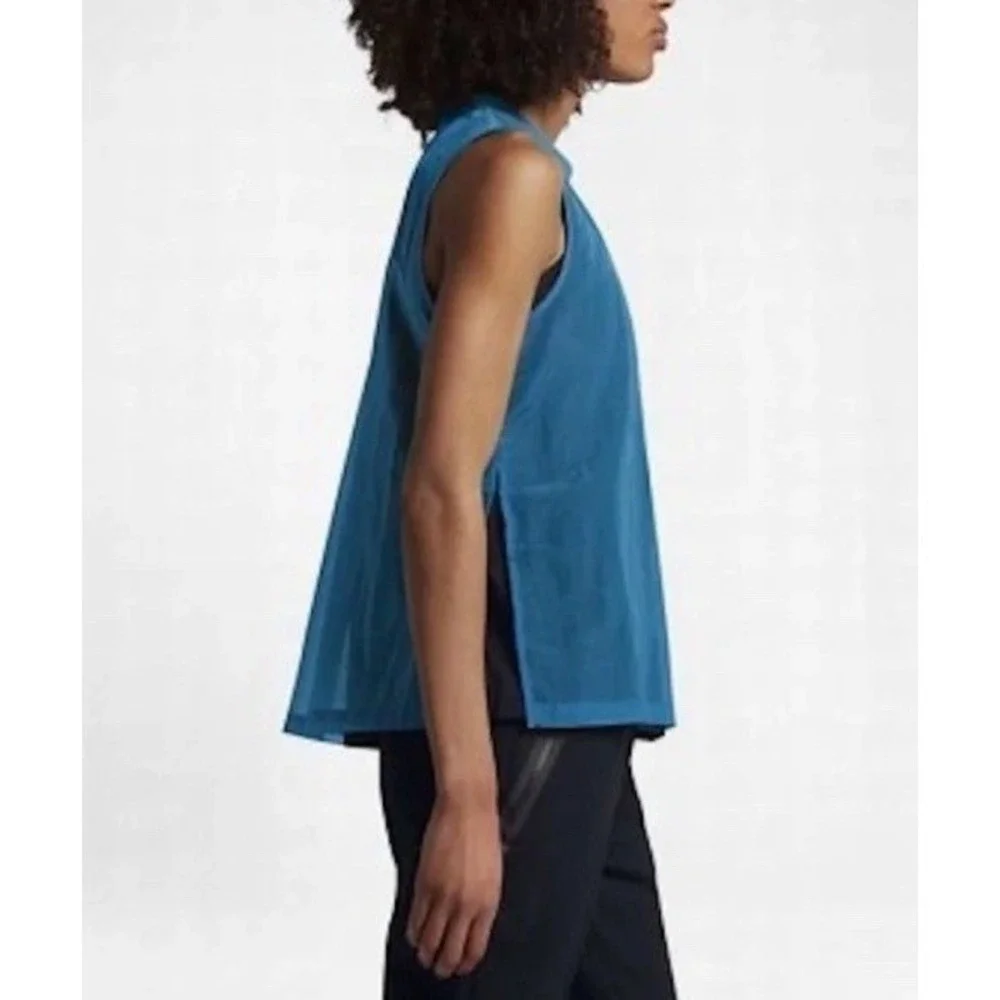 NWT $70 NIKE Women Sportswear Tech Hyper-mesh Tank TOP Lined TEAL Size M